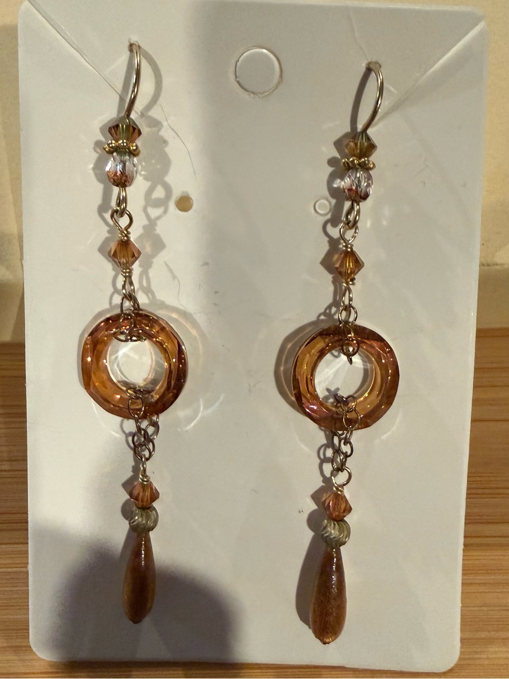 Amber Bead Dangly Earrings - Women's Jewelry